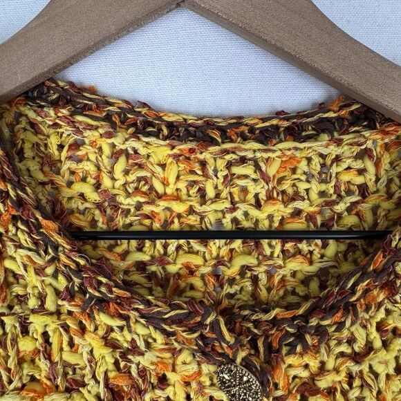 Unbranded Chunky‎ Sweater Womens Medium* Yellow Knit Cardigan Boho Hippie Artsy - Picture 14 of 16